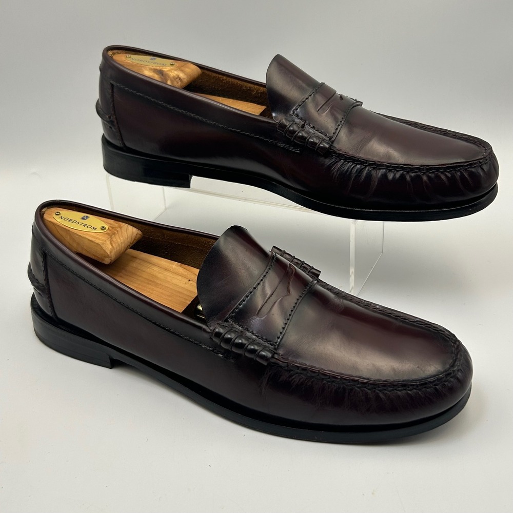 Florsheim Penny Loafers Mens 12D Burgundy Leather Slip On Dress Shoes Preppy